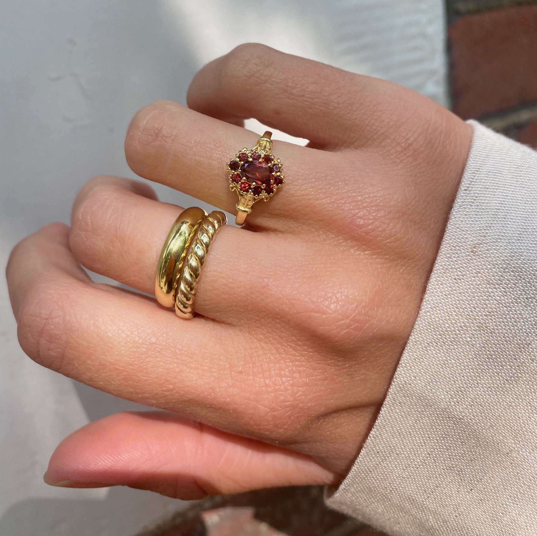 Vintage Garnet Flower ring