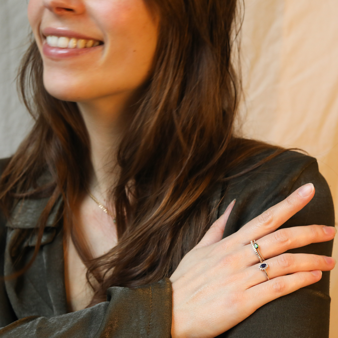 Tina Twisted Chrome Diopside ring | 9K